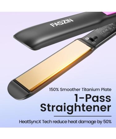 Professional Hair Straightener - 1.18" Ionic Titanium Flat Iron & Curler Fast Heat Up LED Display Gray - Buy Online on SooperMarket.com