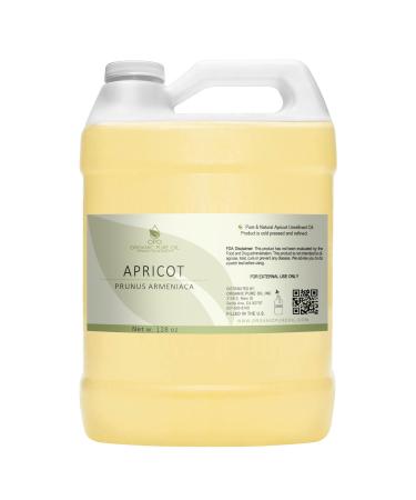 Apricot Kernel Oil - 100% Pure Organic Cold Pressed Unrefined Raw - Bitter Scent Therapetutic Premium Grade A Kernal - Perfect for Massage Skin Hair & Body Care 128 oz