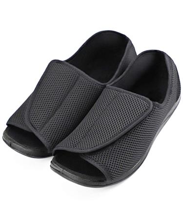 MEJORMEN Men's Diabetic Shoes Swollen Feet Slippers Adjustable Strap Comfortable Orthopedic Wide Footwear Open Toe Sandals Easy On Off for Diabetic & Edema Elderly 13 Adjustable - Black