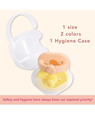 NatureBond Silicone Baby Pacifier with Hygiene Cover | Newborn 0-6 Months | Sunshine Yellow & Peach Puff - Buy Online on SooperMarket.com