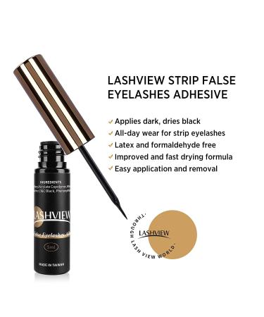 LASHVIEW Black Latex-Free Eyelash Glue | Strong Hold, Waterproof, Sensitive Eyes | 5g - Buy Online on SooperMarket.com