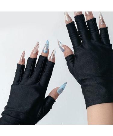 Anti UV Gloves Sunblock Gloves UV Shield Protection Fingerless Gloves for Gel Nail Lamp 1Pair Black - Buy Online on SooperMarket.com