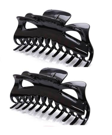 2PCS Extra Large 4.3 Inch Length Bathing Hairpin Black Grip Clips Resin Plastic Head Ornaments Gripper Minimalist Headgear Clamps for Fixed Long Hair Ponytail