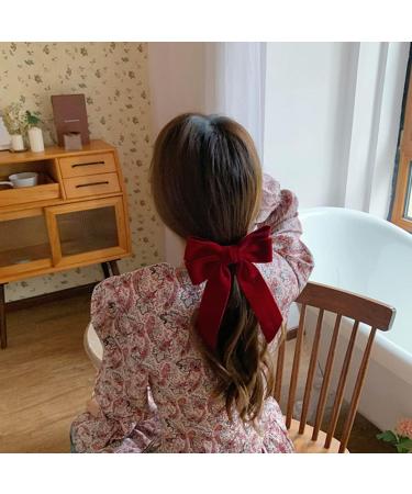 Velvet Hair Bow Clips Large Satin Ribbon Bow Hairpins Bow Hair Barrette for Party Hair Accessories Black Bow Hair Clips Velvet Hair Bow Clips Satin Ribbon Bow Hairpins Red - Buy Online on SooperMarket.com