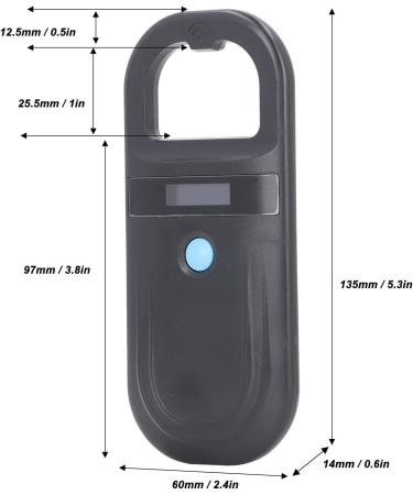 Portable Pet ID Microchip Reader | 134.2kHz Black Rechargeable Animal Chip Scanner | Pet Tag Scanner for Global Shipping - Buy Online on SooperMarket.com