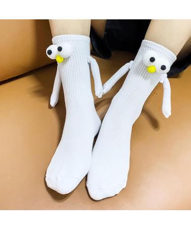 Novelty Magnetic Suction Couple Socks | 3D Funny Holding Hands Design | Cotton Breathable | 1 Pair White - Buy Online on SooperMarket.com