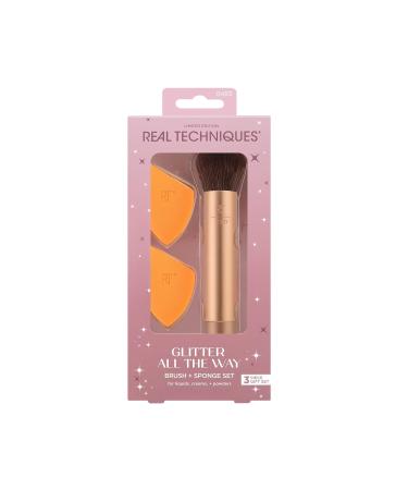 Real Techniques Glitter All The Way Brush & Sponge Set - Limited Edition Makeup Tools for Blending & Contouring | Latex-Free Holiday Gift - Buy Online on SooperMarket.com