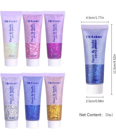 SWETIYOU 50ml Holographic Chunky Body Glitter Gel - Long Lasting Festival Cosmetic Sequins in Blue - Buy Online on SooperMarket.com