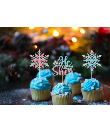 24Pcs Silver Glitter Snowflake Cupcake toppers winter decorations (B/G) - Buy Online on SooperMarket.com