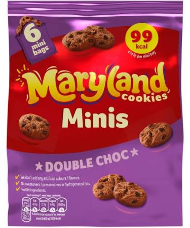 Chocolate Cookie Bundle Containing Maryland Cookies Minis Choc Chip x3 120g & Maryland Cookies Minis Double Choc x3 120g (6 Pack) - Buy Online on SooperMarket.com