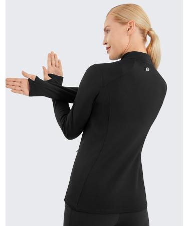 PERSIT Women's 1/4 Zip Fleece Pullover with Thumbholes | Long Sleeve Thermal Top for Running - Black - Medium - Buy Online on SooperMarket.com