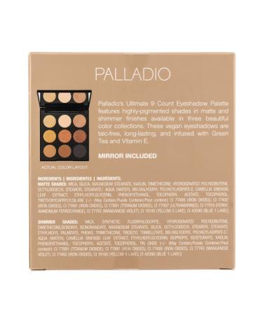 Palladio Ultimate 9-Color Eyeshadow Palette - Talc-Free Formula, High Pigmented Matte & Shimmer Shades in Golden Sands - Long Lasting, Blendable Professional Makeup - Buy Online on SooperMarket.com