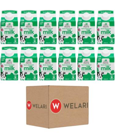 Dairy Pride Semi Skimmed Long Life Milk 500ml Pack Of 12 With Welari Thank You Card | (12 Pack) (12 x 500ml) - Buy Online on SooperMarket.com