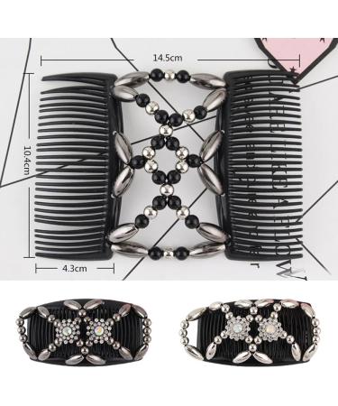 Kytpyi Magic Elastic Beaded Hair Comb Slides - 2 PCS Double Sided Clips for Women & Girls | DIY Hair Styling Accessories for Daily Life - Buy Online on SooperMarket.com
