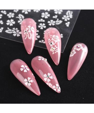White Flower Nail Stickers - 3D Self Adhesive Floral Decals for DIY Nail Art - Buy Online on SooperMarket.com