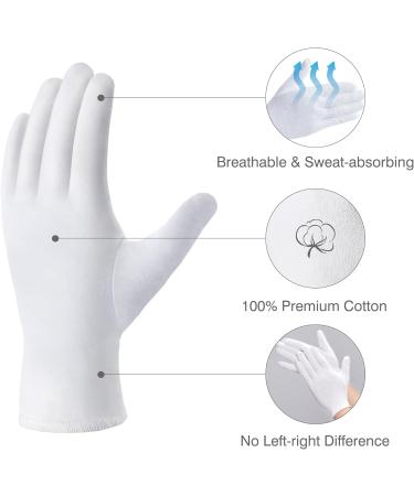 COOLJOB 100% Cotton Gloves - 6 Pairs White Cotton Liners for Moisturizing & Eczema Relief | Breathable Overnight Treatment for Men & Women - Buy Online on SooperMarket.com