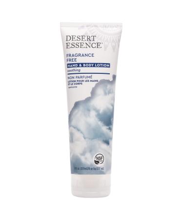 Desert Essence Fragrance Free Hand & Body Lotion - 8 Fl Ounce - Soothing - Aloe Vera - Shea Butter - Green Tea - Coconut Oil - Jojoba Oil