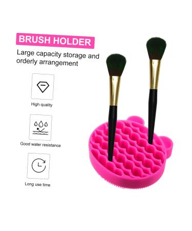 NOLITOY 2-in-1 Makeup Brush Holder & Scrubber - Silicone Cleaner Pad for Brushes - Portable Storage Rack - 11x10cm Rosy - International Shipping Available - Buy Online on SooperMarket.com