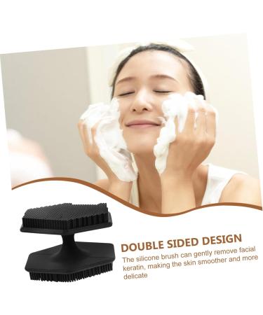 HAPINARY Face Brush Face Scrub Silicone Facial Scrubber Silicone Facial Cleansing Brush Facial Cleansing Brush Exfoliator Face Wash Brush Silica Gel Double Sided Makeup Brush 6.50X6.50X4.00CM Black - Buy Online on SooperMarket.com