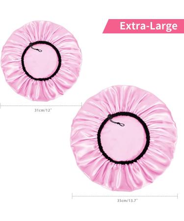 Auban Adjustable Reusable Extra Large Shower Cap - Waterproof Bathing Cap for Women - 3 Colors (Pink, Rose Red, Black) - Buy Online on SooperMarket.com