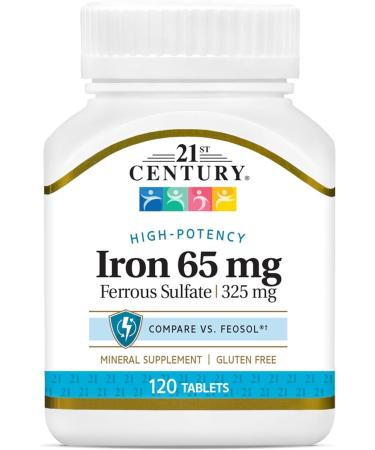 Iron 65 mg Ferrous Sulfate 325 mg Tablets 120 Count Compatible with 21st Century Mineral Supplement Gluten Free Non-GMO + Bonus Pill Organizer Weekly Pill Organizer Mini - Buy Online on SooperMarket.com