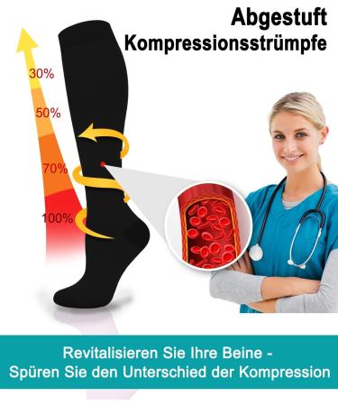 Blongw Compression Stockings for Men - 6 Pairs Knee Support Socks for Sports Flight Running & Travel - Assorted Sizes L-XL - Buy Online on SooperMarket.com