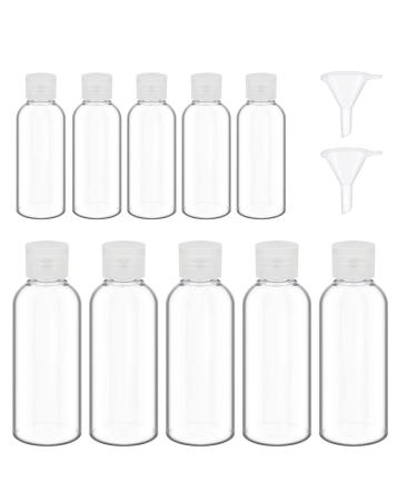 10 pieces of travel bottles set transparent plastic travel bottles of empty bottle outlet -safe travel container container refillable liquid containers with 2 funnels for lotions shampoo 50ml+100ml