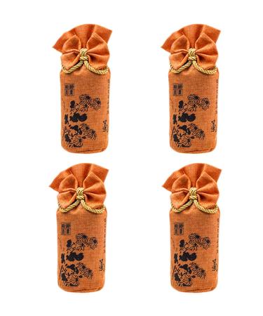 Bamboo coal air purification bags activated carbon smell absorbers fresheners moisture absorbing device for home car etc. (4 pack every 250g) orange