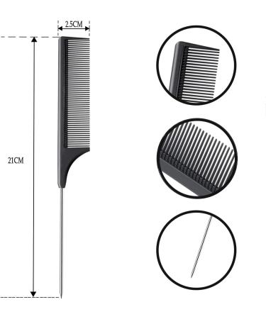 DAZISEN 3-Piece Anti-Static Hair Comb Set with Stainless Steel Handle - Fine Tooth Combs for Salon, Barber, Hairdressing - White - Buy Online on SooperMarket.com