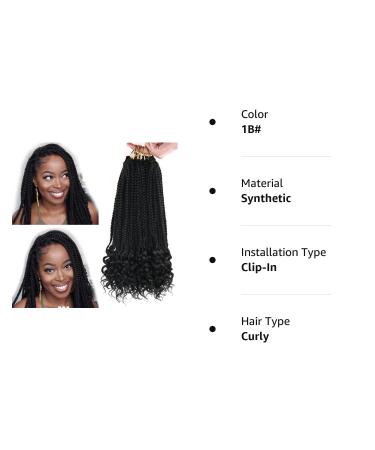 Crochet Box Braids Hair 14 Inch 1B Color - 144 Roots/pack with Curly Ends for Women - Pre Looped 24 Strands/pack Braiding Hair Extensions - Buy Online on SooperMarket.com