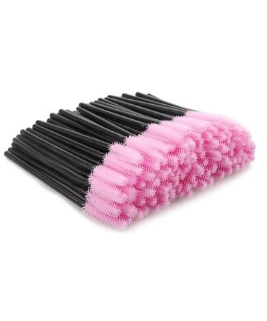 G2PLUS 100 PCS Disposable Silicone Eyelash Brushes Black and Pink Silicone Mascara Wands Silicone Eyelash Spoolies for Eye Lash Extensions 100 Count (Pack of 1) Black and Pink