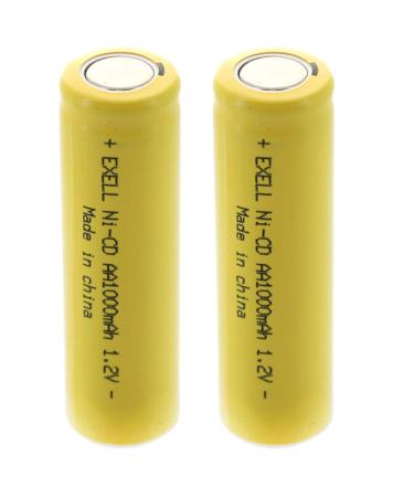 2x Exell AA 1.2V 1000mAh NiCD Flat Top Rechargeable Batteries for meters radios hybrid automobiles high power static applications (Telecoms UPS and Smart grid) radio controlled devices