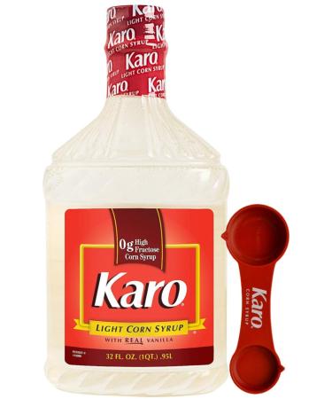 Karo Light Corn Syrup with Real Vanilla, 32 Ounce Bottle with Karo Measuring Spoon