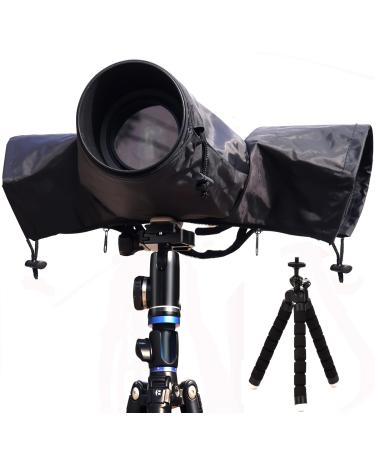 Waterproof Nylon Camera Rain Cover Dust Proof with Enclosed Hand Sleeves and Tripod Leg Cover Protector for Canon EOS, Nikon, Sony, Olympus, Pentax and Panasonic DSLR Cameras