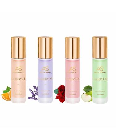 mercham 4 PCS Cuticle Oil for Nails Natural Nail Cuticle Oil with Almond Oil Deeply Hydrating Nourishing Nail Oil Treatment for Damaged Nails Organic Cuticle Oil Nail Care Kit (10ml*4)