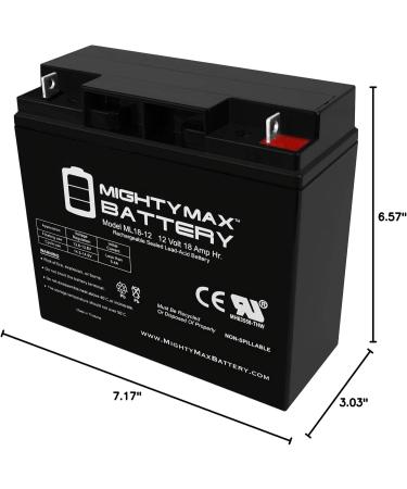 Mighty Max Battery ML18-12 - 12V 18AH SLA VRLA Rechargeable Battery for Booster PAC ES2500 - International Shipping Available - Buy Online on SooperMarket.com