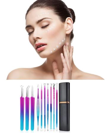 Rehomy 10pcs Stainless Steel Blackhead Remover Extractor Tools Acne Kit Pimple Popper Tool Kit for Nose Face Forehead - Buy Online on SooperMarket.com