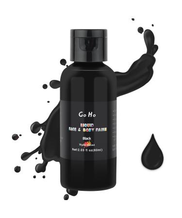 Go Ho Makeup Liquid Body Paint(2.1 oz) Black Makeup Water Based Face Paint and Body Paint for Special FX Cosplay and Halloween Make up