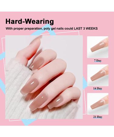 Pink Nude Glitter Poly Gel Nail Kit with Lamp - Easy Quick Builder Gel with Rhinestone & Dual Forms - Complete Poly Nail Gel Kit in Nude Pink Colors - Buy Online on SooperMarket.com