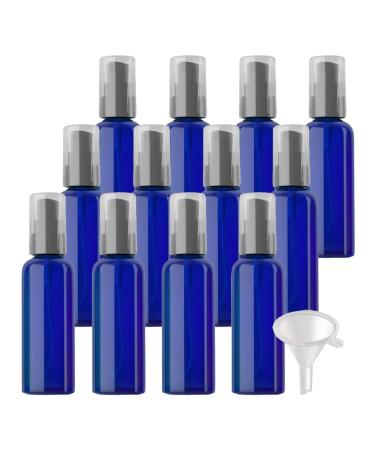 ZEOABSY 12 Pieces 100 ml Blue Lotion Bottles with Black Pump 100ml Empty PET Plastic Lotion Pump Bottle Cosmetic Gel Travel Container for Cosmetic Make up Cleaning + 2 x Funnel Blue 100ml