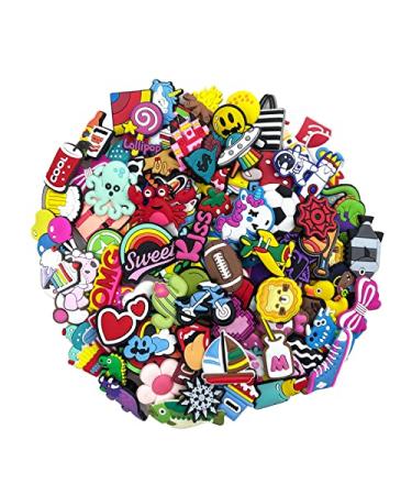 35,50,100 Pcs Random PVC Shoe Charms,Garden Shoes Cute Shoe Charms Wristband Bracelet Decoration with Different Designs Shape for Girls,Boys and Adult Party Gift