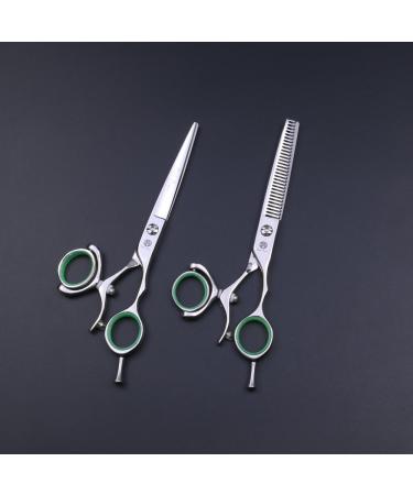 Purple Dragon 6.0 inch Swivel Thumb Japanese 440C Barber Razor Edge Salon Hair Cutting Scissor and Thinning Shear - Perfect for Professional Hair Stylist Barber Hairdresser (6 inch) - Buy Online on SooperMarket.com