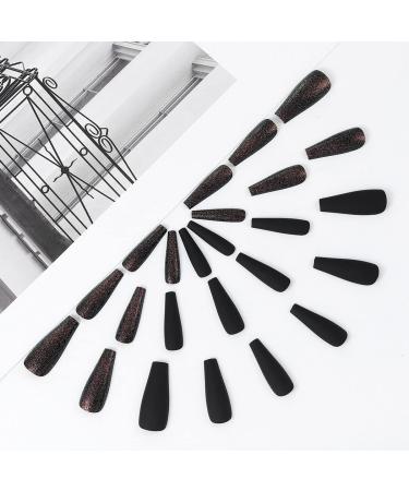 Handcess Halloween Coffin Fingernails - Matte Extra Long Black Acrylic Ballerina Press-On Nails for Women & Girls - 24 Pieces - Buy Online on SooperMarket.com