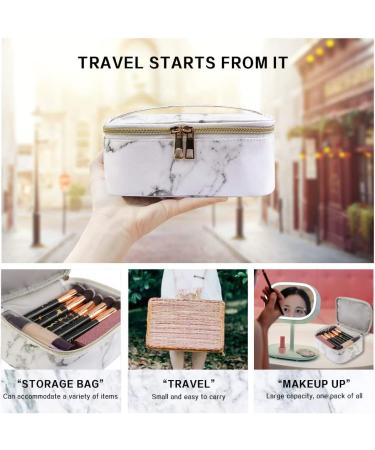 MAGEFY 3Pcs Travel Makeup Bags - Waterproof Organizer with Gold Zipper, Marble Toiletry Bags for Women - Buy Online on SooperMarket.com