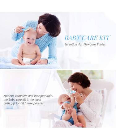 Portable Baby Grooming Kit: 11-in-1 Baby Safety Care Set for Newborns - Hair Brush, Nail Clipper, Nasal Aspirator - Blue - Buy Online on SooperMarket.com