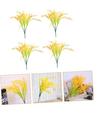 MAGICLULU 4pcs 7 Simulated Rice Bouquet of Flowers Artificial Vase Decor Wheat Sheaves for Decorating Natural Dried Flowers Dried Wheat Stalks Greenery Decor Straw Paddy Plastic - Buy Online on SooperMarket.com