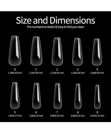 TOMICCA Clear Coffin Nail Tips 500pcs - Long Full Cover Acrylic Fake Nails | Ballerina Style in 10 Sizes for Nail Extension - Ideal for Salons and DIY Nail Art - Buy Online on SooperMarket.com
