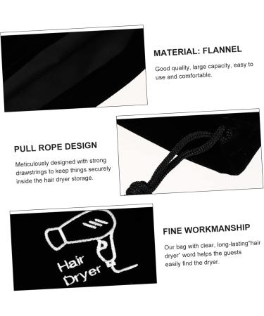 FOYTOKI 4 Pcs Hair Dryer Storage Bag Accessories Blower Tool Drawstring Bag Roller Cosmetic Flannel Black - Buy Online on SooperMarket.com