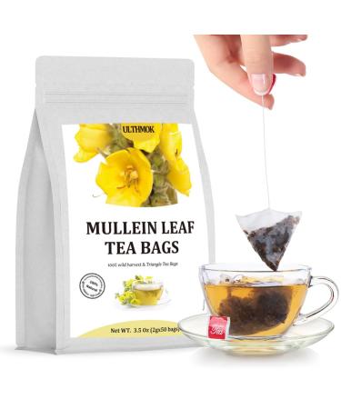 Premium Mullein Leaf Tea 50 Tea Bags.for Lungs Cleanse and Respiratory Support No Additives & Caffeine Free.