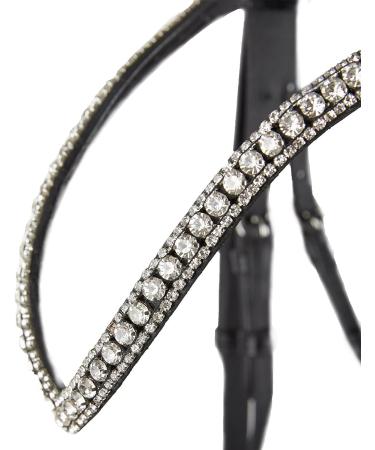 HORZE Grayson Classic Leather Ergonomic Snaffle Dressage Bridle - Black/White Horse - Buy Online on SooperMarket.com
